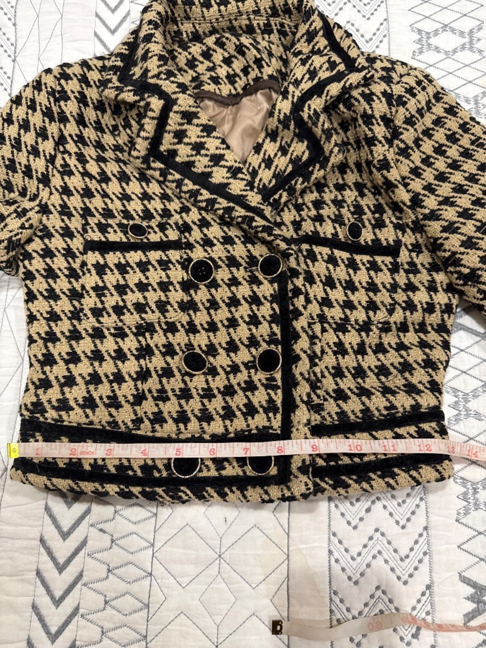 Tweed Cropped Houndstooth Double-Breasted Jacket, XXSP, NWOT - Picture 10 of 10
